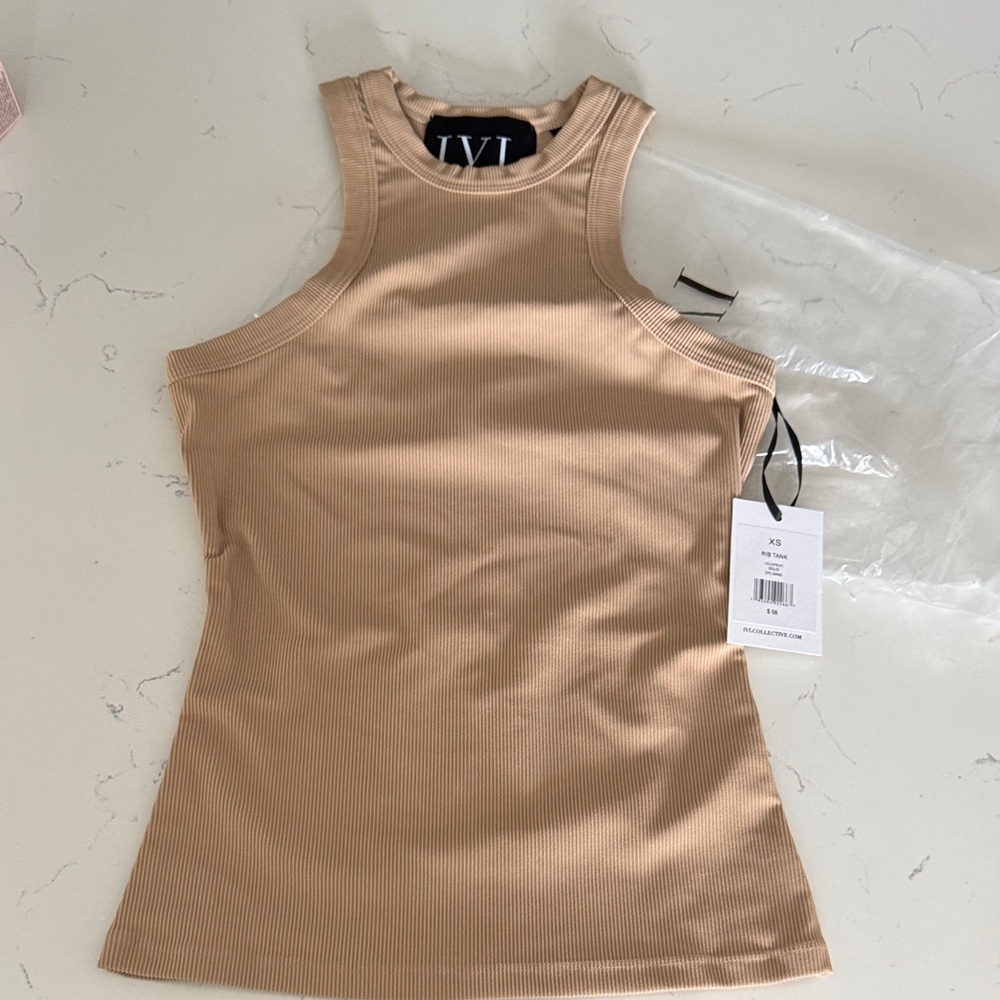 IVL athletic tank racerback Women's Tan Ribbed Top